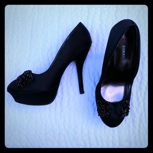 JF high heel satin pumps platforms black 8